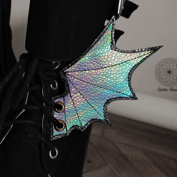 Holographic dragon wings, Shoe wings, Holographic skate wings, Skate accessory, Gothic shoe wings, Fantasy style, Goth shoe clips