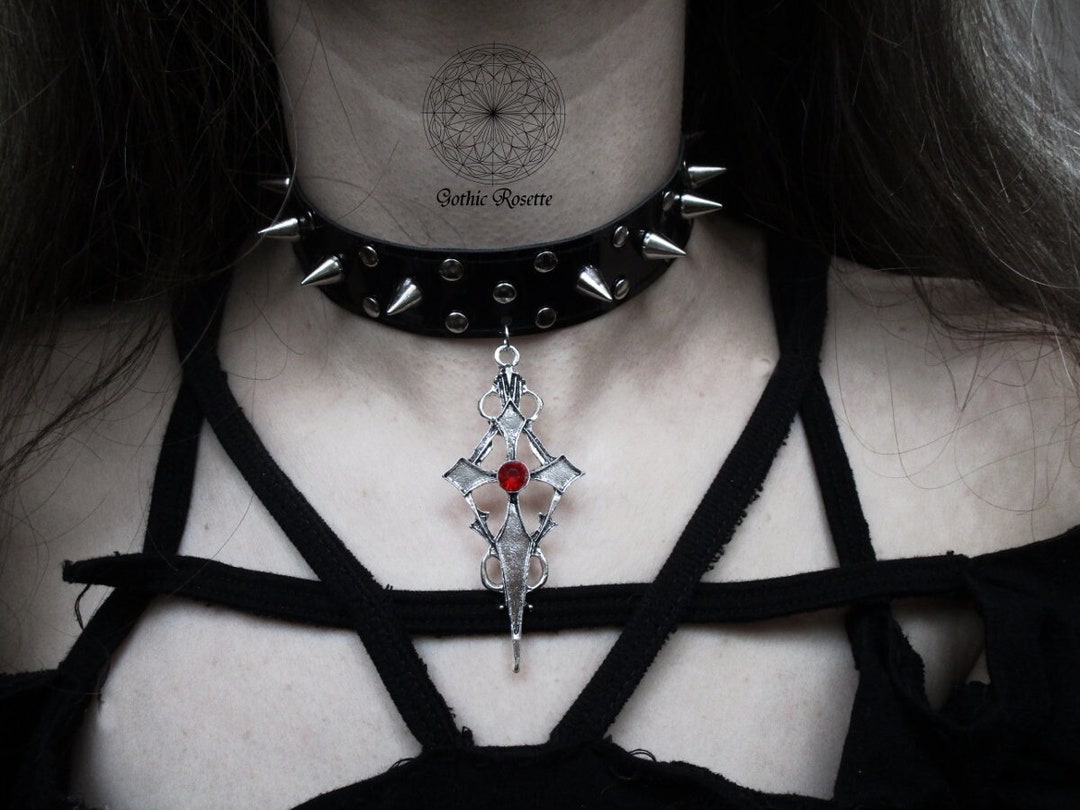 Studded Goth Choker, Vampire Goth Collar, Punk Style Jewelry, Trad Goth