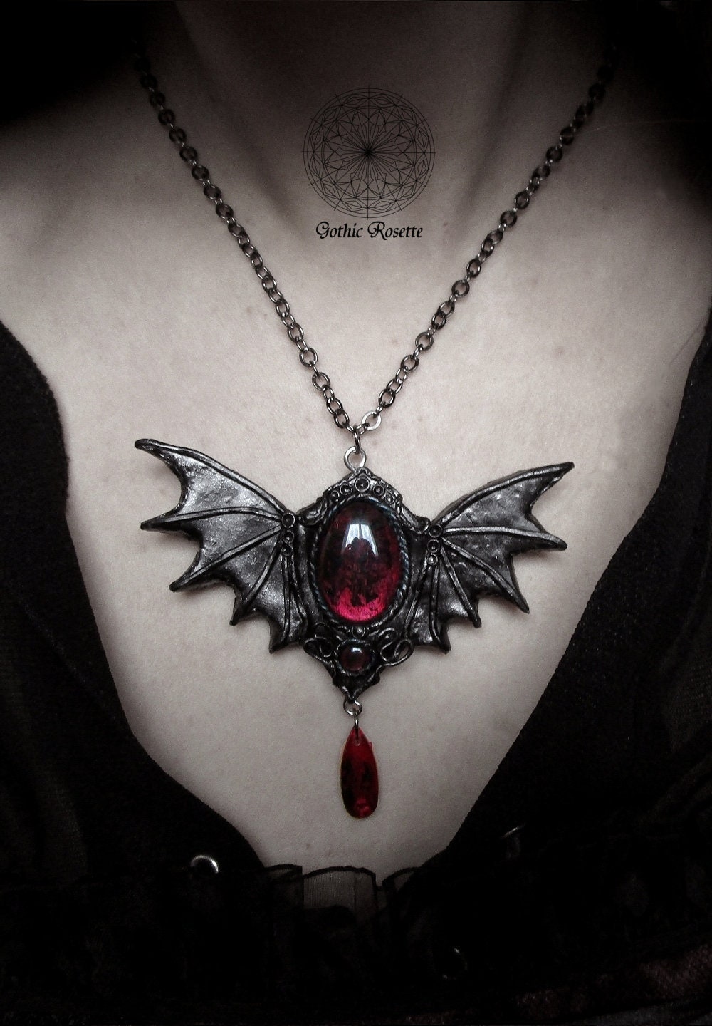 Gothic bat necklace hot sale