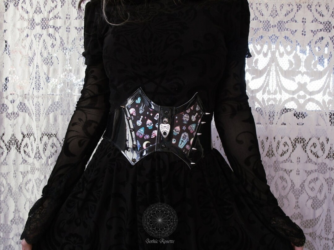 Pastel Goth Belt Gothic Waist Belt Black Hologrphic Witchy Etsy