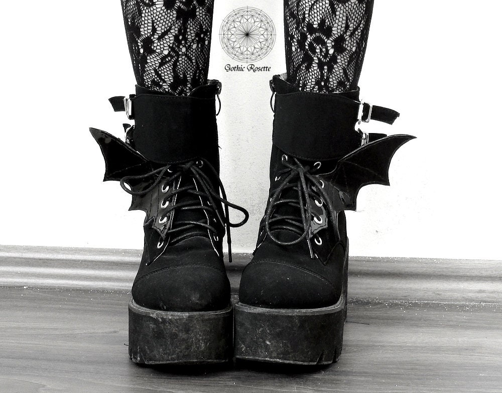 Black Shoe Wings Patent Shoe Wings Skate Wings Gothic Shoe - Etsy