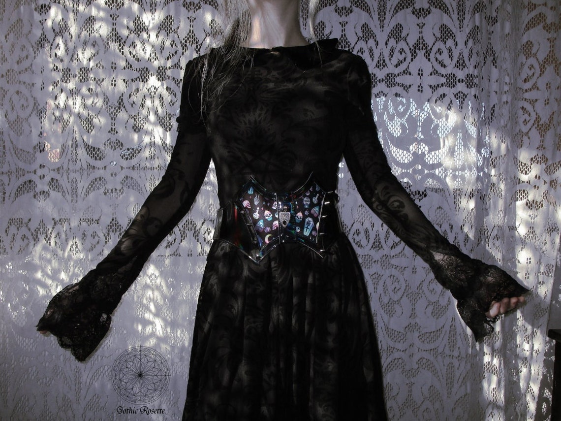 Pastel Goth Belt Gothic Waist Belt Black Hologrphic Witchy Etsy