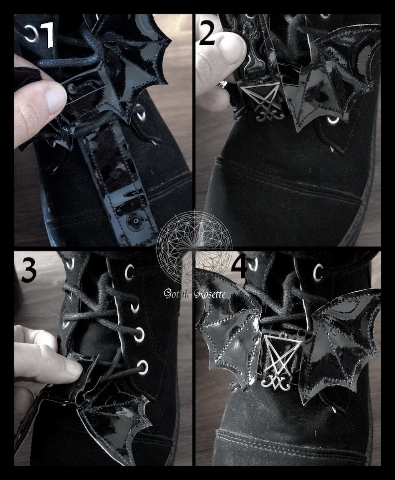 goth skate clips bat shoe clips gothic shoe clips gothic gift black skate wings leviathan cross gothic skate wings Occult shoe wings