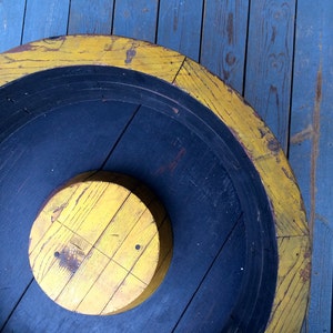 SOLD - OOAK Industrial Foundry Mold Table - Black with Yellow