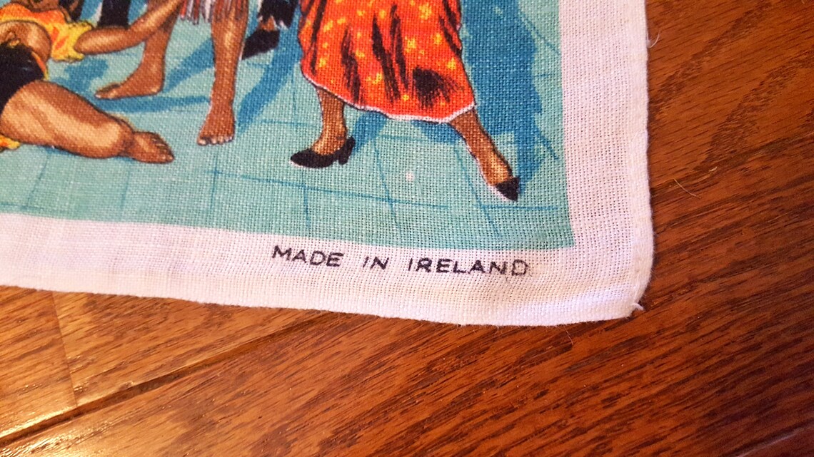 Vintage Jamaica Souvenir Towel Hand Towel Teal Aqua Black Etsy