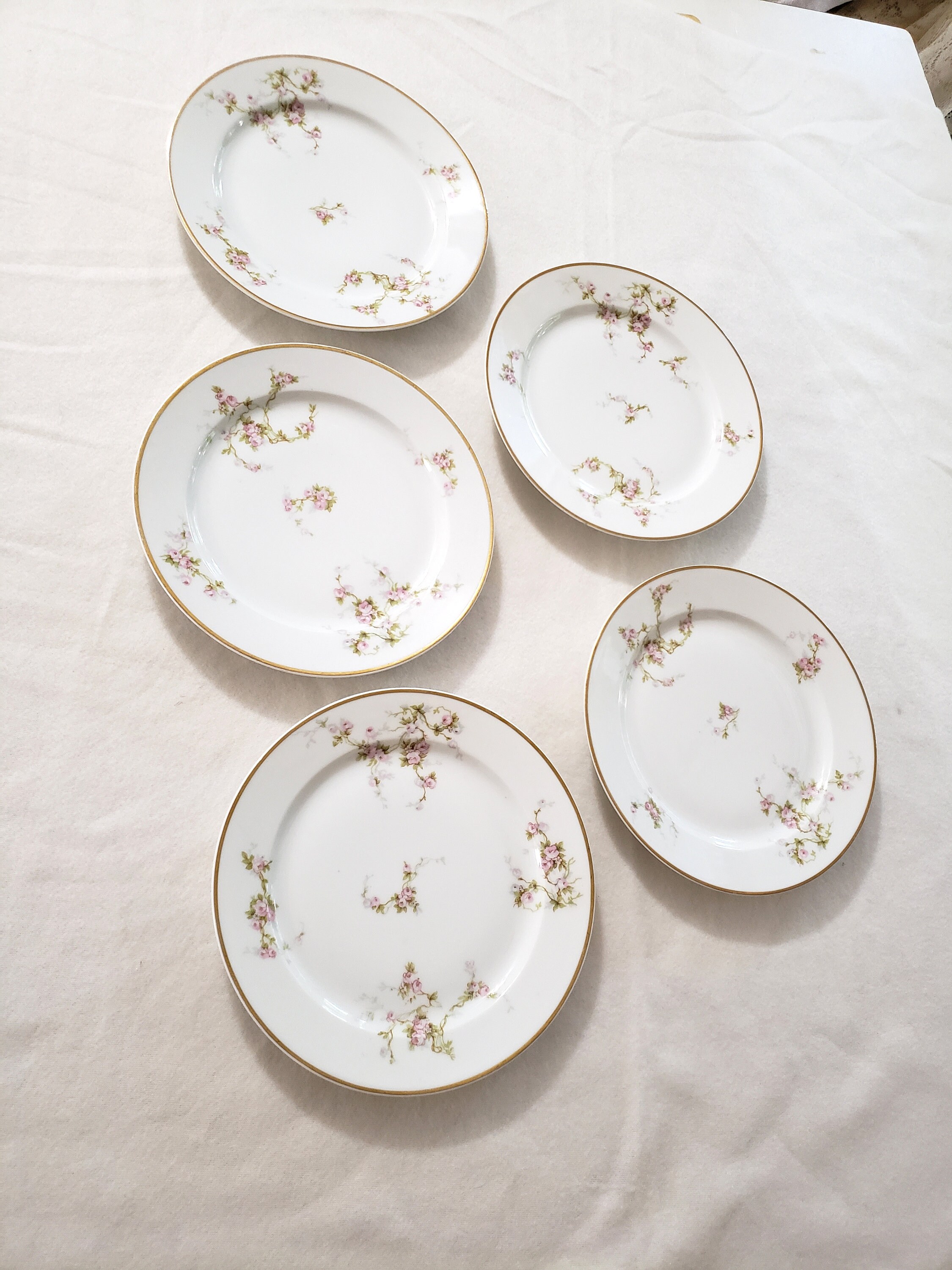 Antique Limoges Salad Plates Set of 5 M. Redon Shabby Chic Etsy