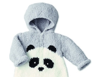 combinaison à capuche bébé motif panda fait main