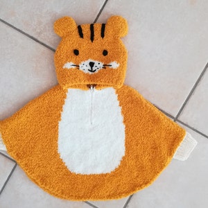 Tijgerponcho met capuchon voor baby&#39;s en kinderen van 3 maanden tot 24 maanden