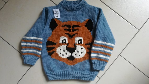 El respeto Valle Cubeta Suéter infantil cabeza de tigre de 2 años a 6 años100% hecho a - Etsy España