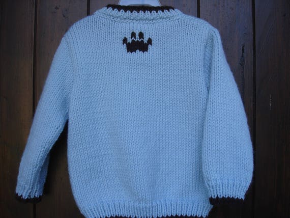 Baby and child boy monkey pattern sweater from 9 months to 6 years 100%  handmade