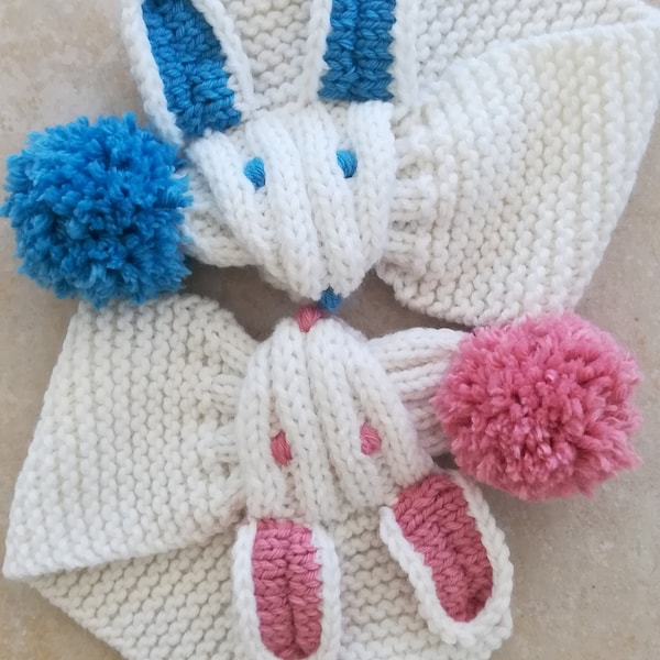 Echarpe lapin en tricot de laine pour bébés et enfants fille et garçon fait main