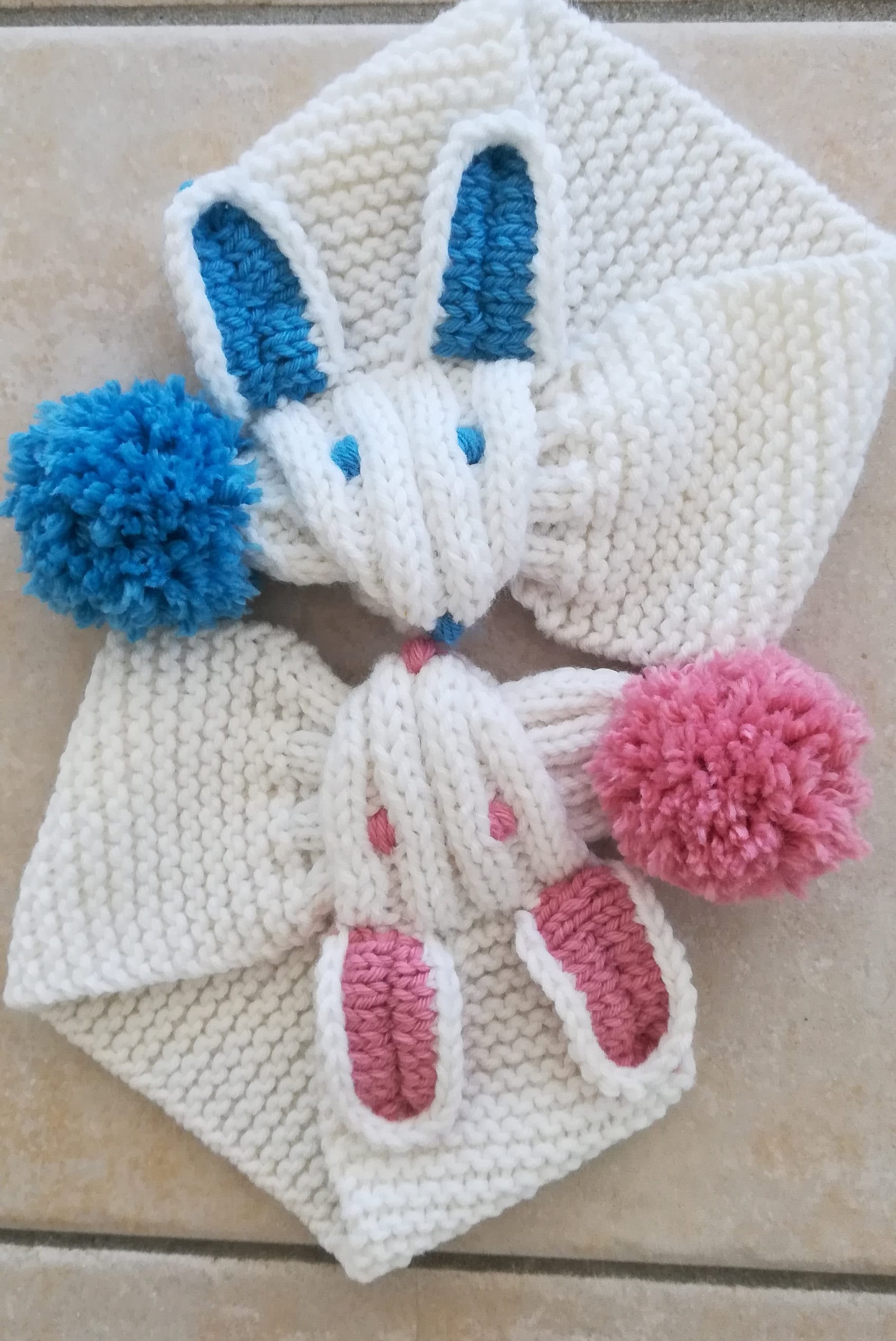 Echarpe lapin en tricot de laine pour bébés et enfants fille et garçon fait  main -  France