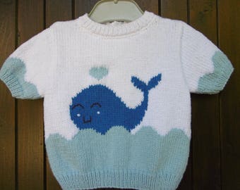 pul baby armband cotton short sleeves pattern hand-knitted whale birth at 12 months
