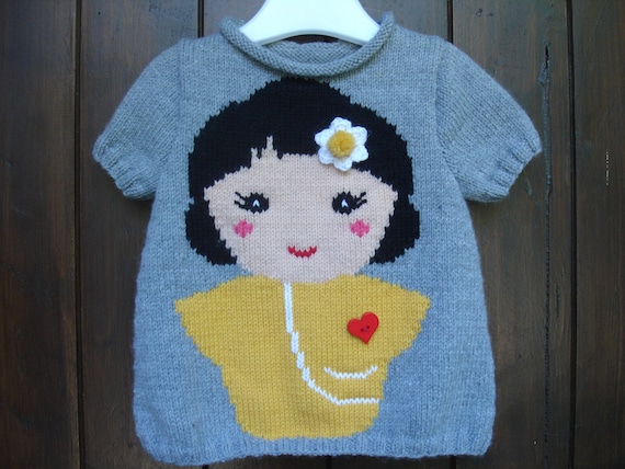 Sweater child from 2 years to 6 years old girl pattern 100 hand knitted