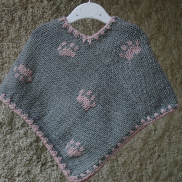 Poncho tricot laine couleur ecru taille 5 ans - Un grand marché