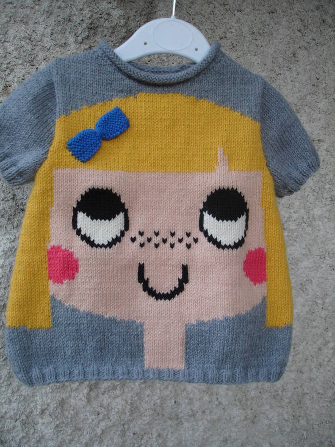 Pull enfant de 2 ans 6 ans motif fille 100 fait main Etsy France