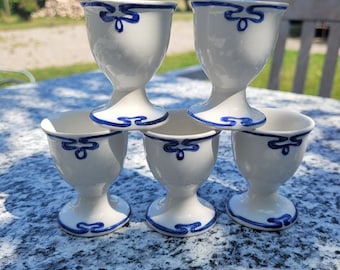 Antique Villeroy & Boch Blue Olga Egg Cups