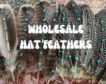 Venta al por mayor de plumas de sombrero turquesa / plumas de sombrero / decoraciones de sombrero / plumas de banda de sombrero / sombrero de vaquero / accesorios de sombrero