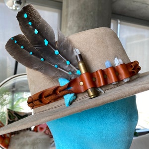 Turk-uoise hat feather / turkey hat feather / turquoise hat feather / western / cowboy hat / Nashville