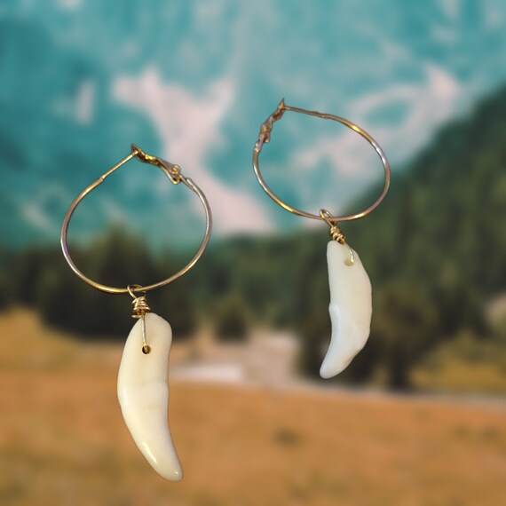 coyote teeth earrings hoop earrings western earrings
