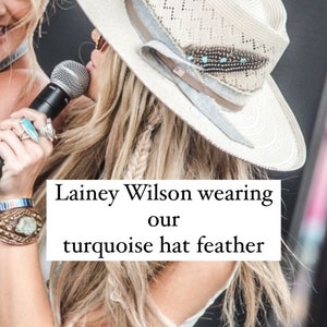 turquoise feather / hat feather / hat decorations/ hat band feather/ cowboy hat / hat accessories