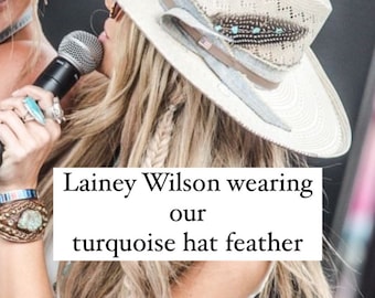 turquoise feather / hat feather / hat decorations/ hat band feather/ cowboy hat / hat accessories