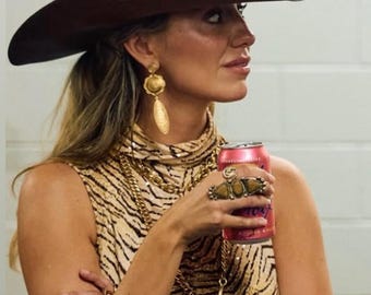 Decorative concho earrings  / western earrings /  chain earrings/ fringe earrings / southwestern earrings