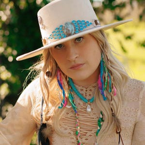 Turquoise & topaz hatband/ crystal leather hat band / hat band// leather hat band/ western hat band/ cowboy hat accessories / hat feather