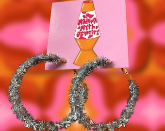 Tinsel hoop earrings / festival earrings / nash bash / disco cowgirl earrings / rave earrings / party earrings / mmj / space cowgirl