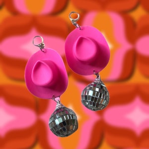 Disco Cowgirl Earrings/ Space cowgirl earrings / disco earrings / nash bash/ bachelorette/ 70s earrings/ mmj/ cowgirl earrings /