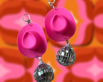 Disco Cowgirl Earrings/ Space cowgirl earrings / disco earrings / nash bash/ bachelorette/ 70s earrings/ mmj/ cowgirl earrings /