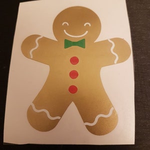 Gingerbread man VINYL DECALS Christmas gold mug diy gift stickers