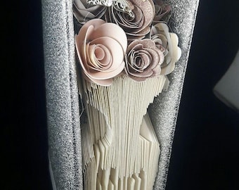 mum  vase and flowers book fold origami nan gran hand made