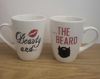 Beauty and the Beard mug set  His And Hers Mugs Set,Couples Tea Coffee