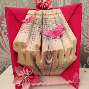 friend origami book fold/ art butterfly flowers ribbon  home deco