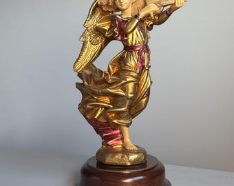 Vtg Horchow Italian Revolving Music Box Angel Violin "Silent Night" Made in Italy