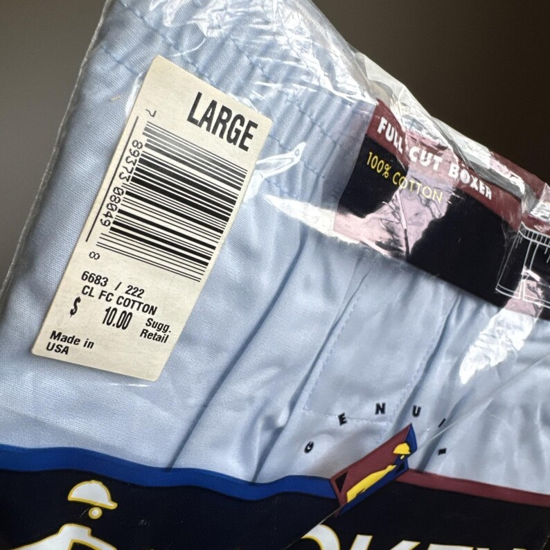 Vtg Sealed 1996 Jockey Classic Full Cut Boxer Blue 100% Cotton Mens Large USA image 10