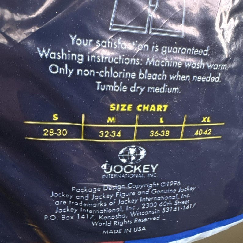 Vtg Sealed 1996 Jockey Classic Full Cut Boxer Blue 100% Cotton Mens Large USA image 6