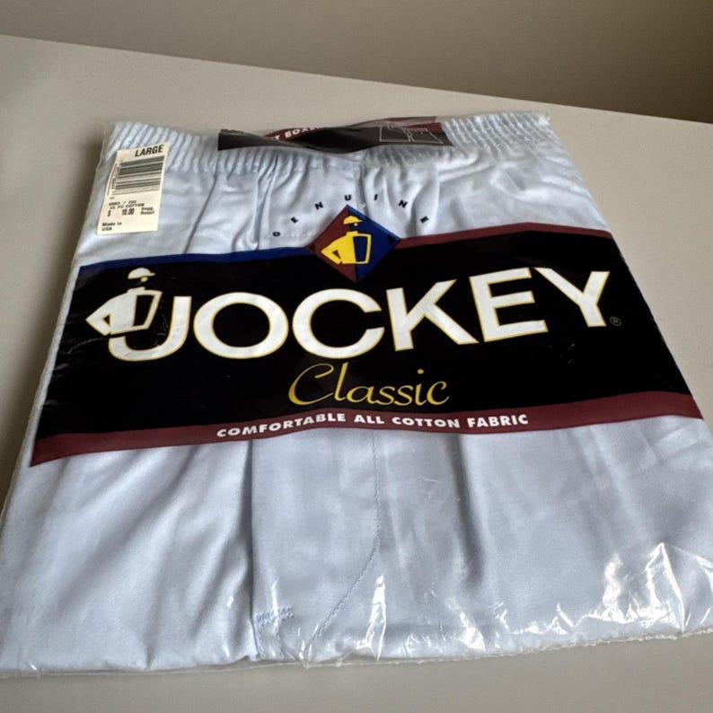 Vtg Sealed 1996 Jockey Classic Full Cut Boxer Blue 100% Cotton Mens Large USA image 9