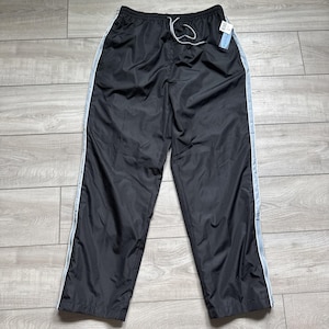 90s Vintage Fuda Track Pants Elastic Waistband Lined Pockets Zipper Mens L Black