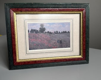 1994 Art Deco Framed Print Claude Monet "Poppy Field" 9" X 6.5" Field of Poppies