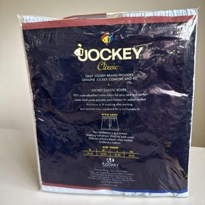 Vtg Sealed 1996 Jockey Classic Full Cut Boxer Blue 100% Cotton Mens Large USA image 2