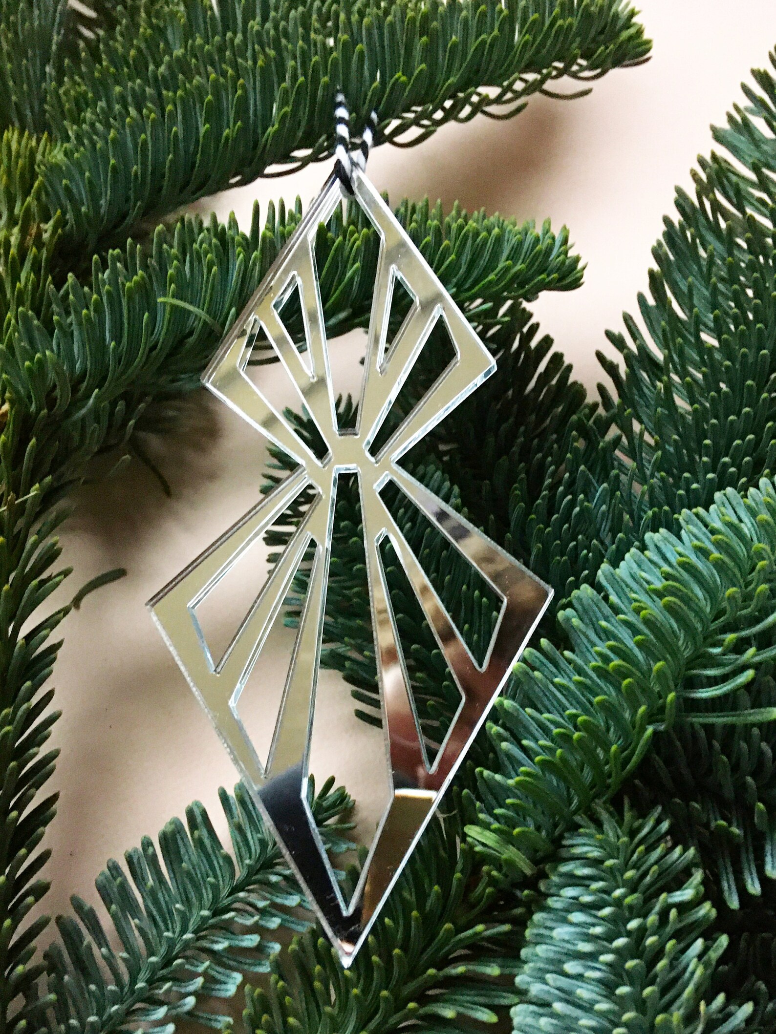 Christmas ornament acrylic Art Deco Geometric Diamond Etsy