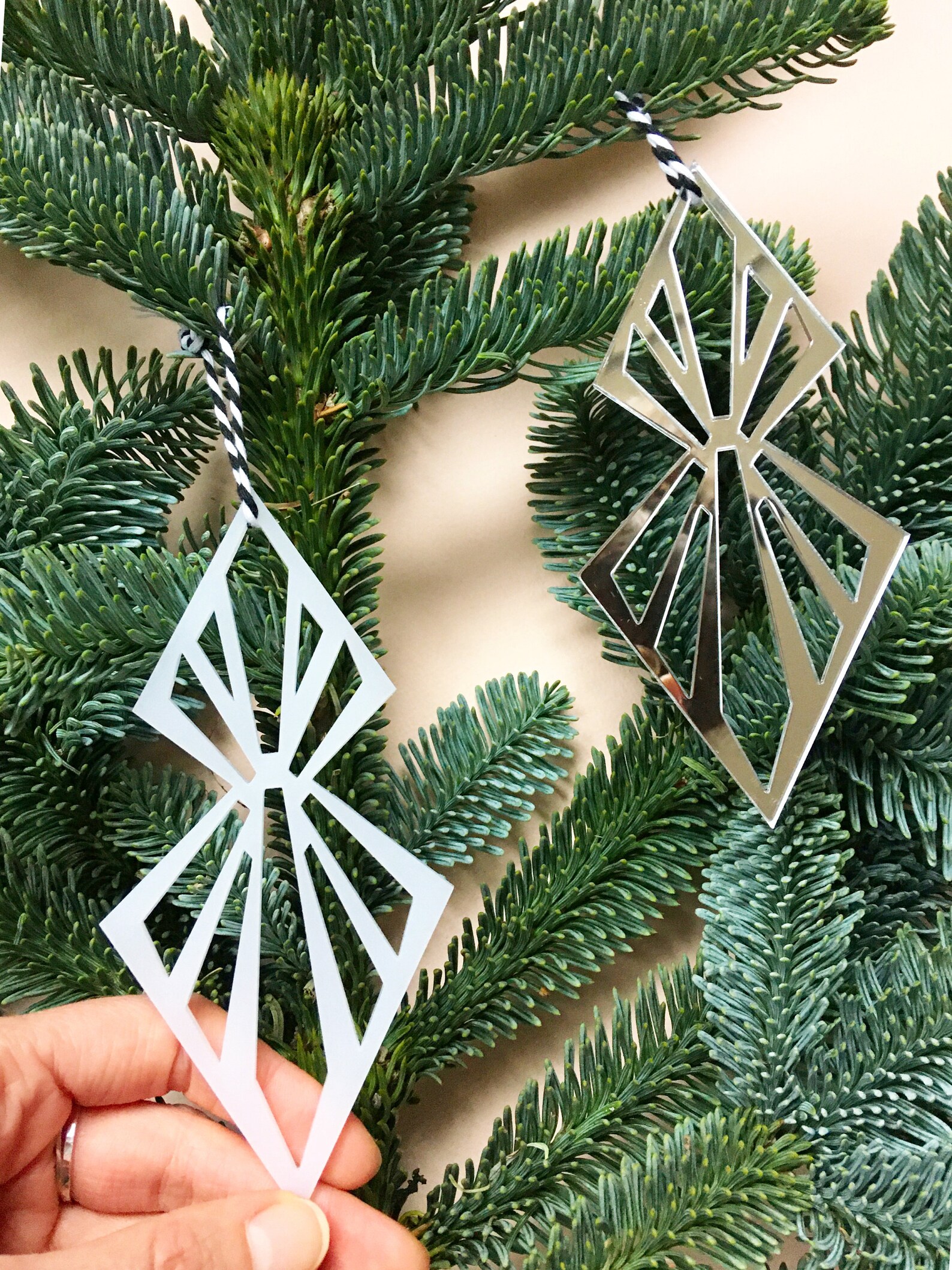 Christmas ornament acrylic Art Deco Geometric Diamond Etsy