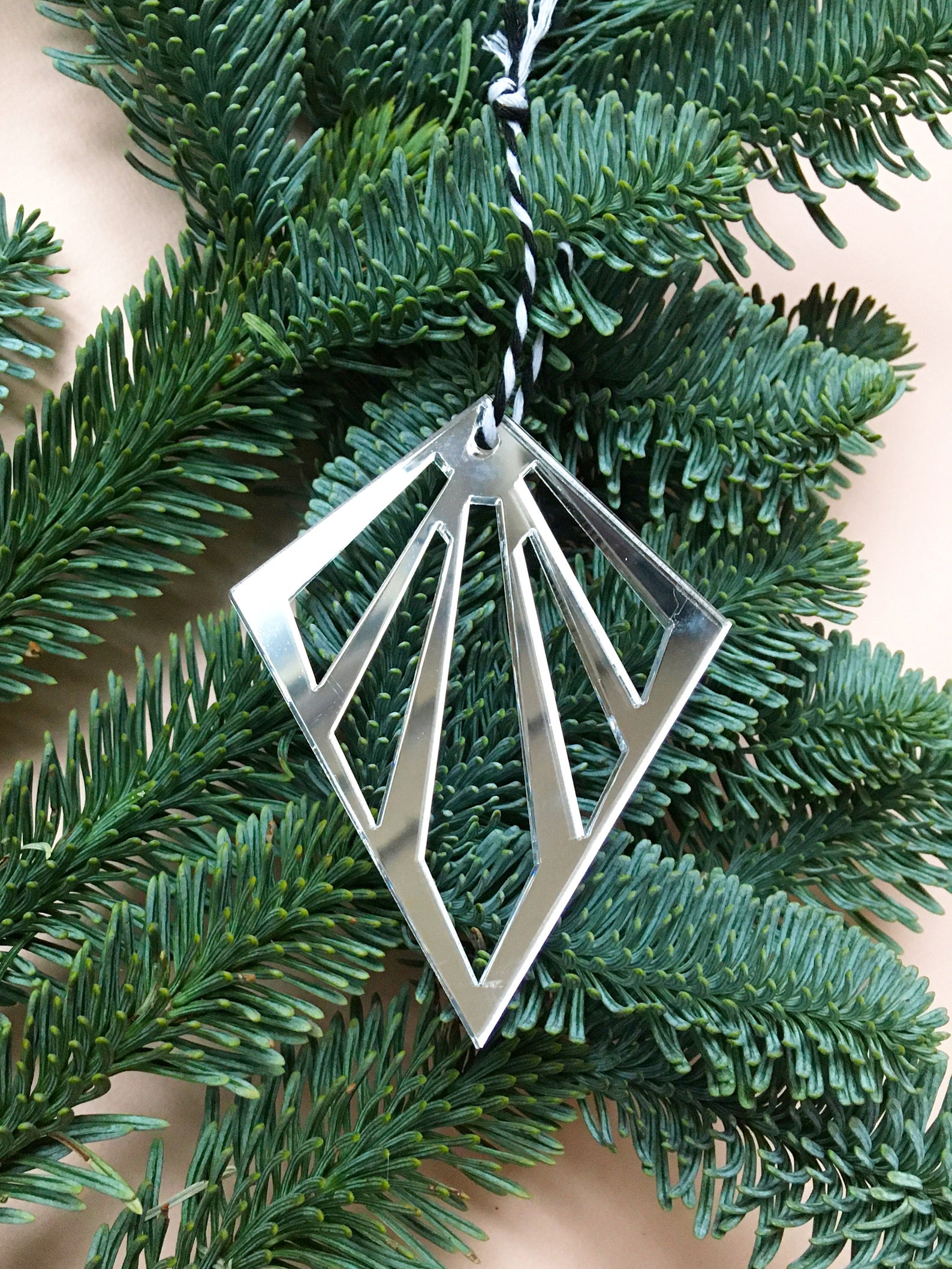 Christmas ornament acrylic Art Deco Geometric Diamond Etsy