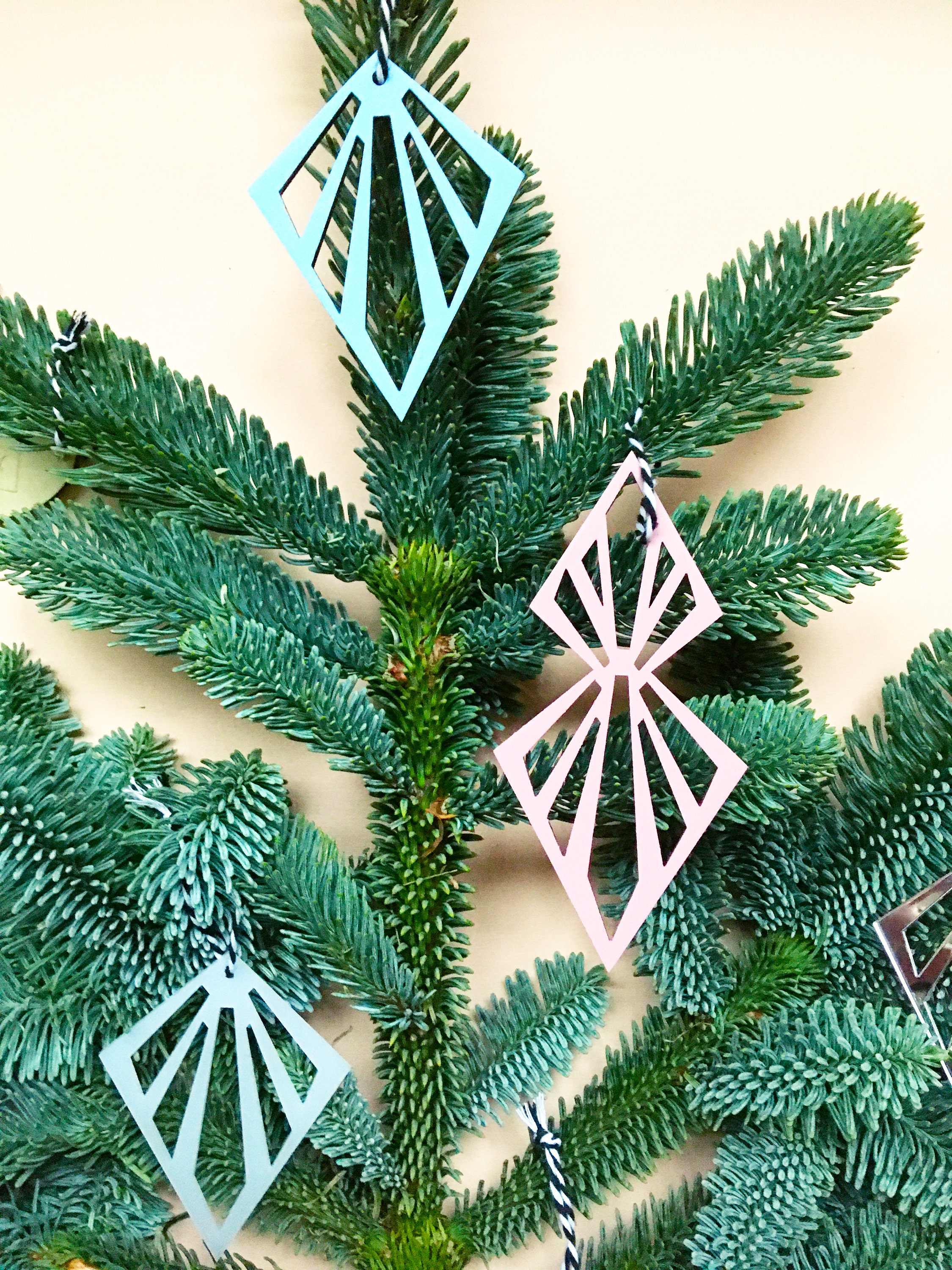 Christmas ornament acrylic Art Deco Geometric Diamond Etsy