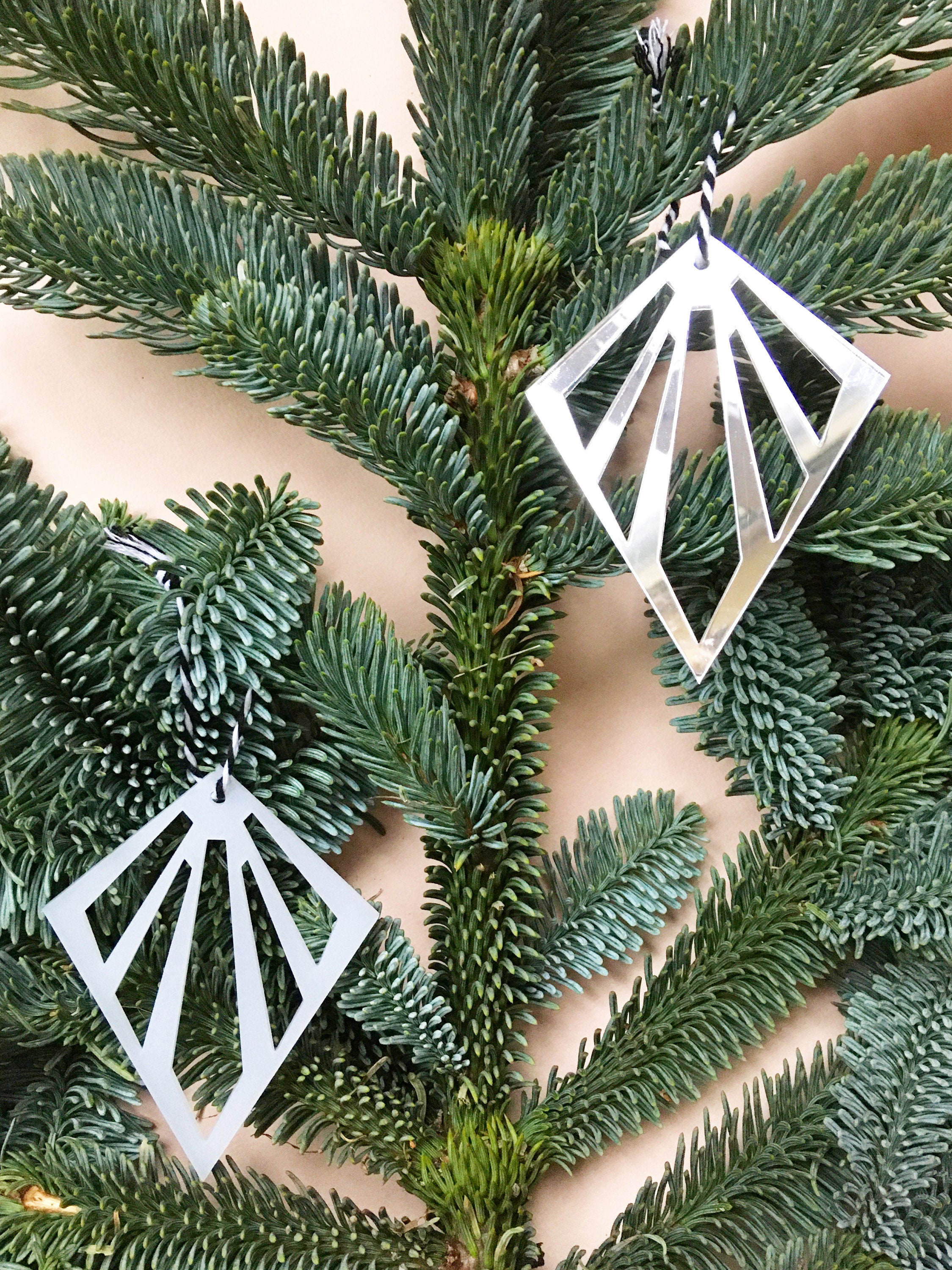 Christmas ornament acrylic Art Deco Geometric Diamond Etsy