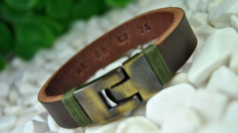 Engraved Bracelet FAST SHIPPING Bronze Clasp Bracelet Hidden Message Men/'s Bracelet Personalized Leather Bracelet Custom Leather