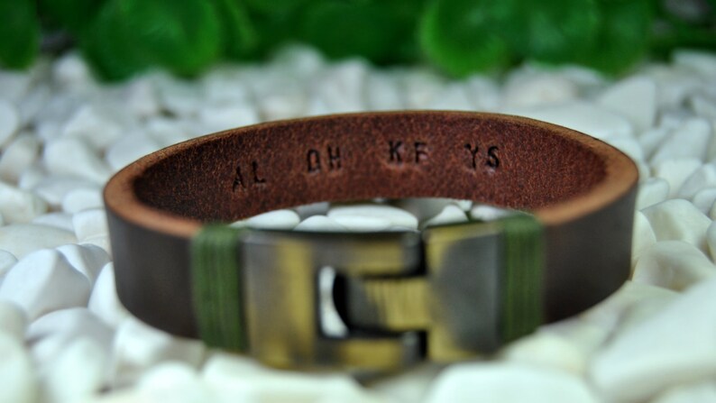 Engraved Bracelet FAST SHIPPING Bronze Clasp Bracelet Hidden Message Men/'s Bracelet Personalized Leather Bracelet Custom Leather
