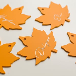 Thanksgiving-plaatskaarten, acryl of houten lasergesneden bladtags